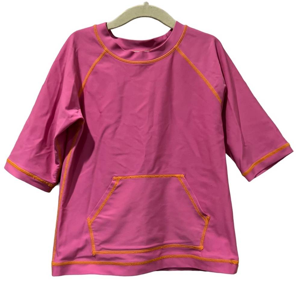 Hanna Andersson 8 Pink Short Sleeve Swim Sun Protection Rash Guard Shirt